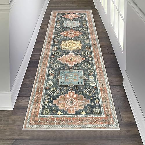 Miniatura 8 de Pauwer Alfombra de pasillo de 2 x 6 pies, antideslizante, no desprende pelusa, alfombra de pasillo suave, alfombra de lana sintética vintage