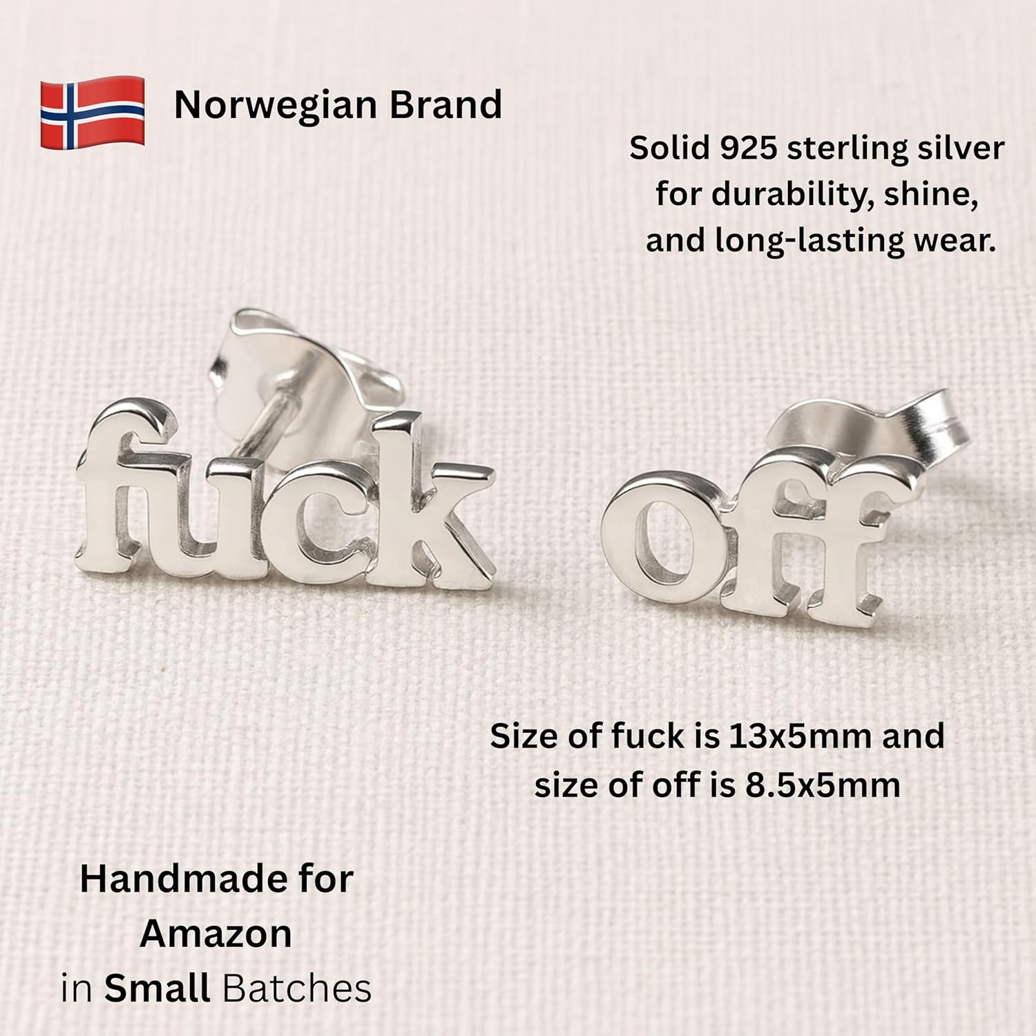 Fuck Off Dainty Small Sterling Silver Stud Earrings - Minimalist Jewelry Gift Ideas for Women Her Divorce