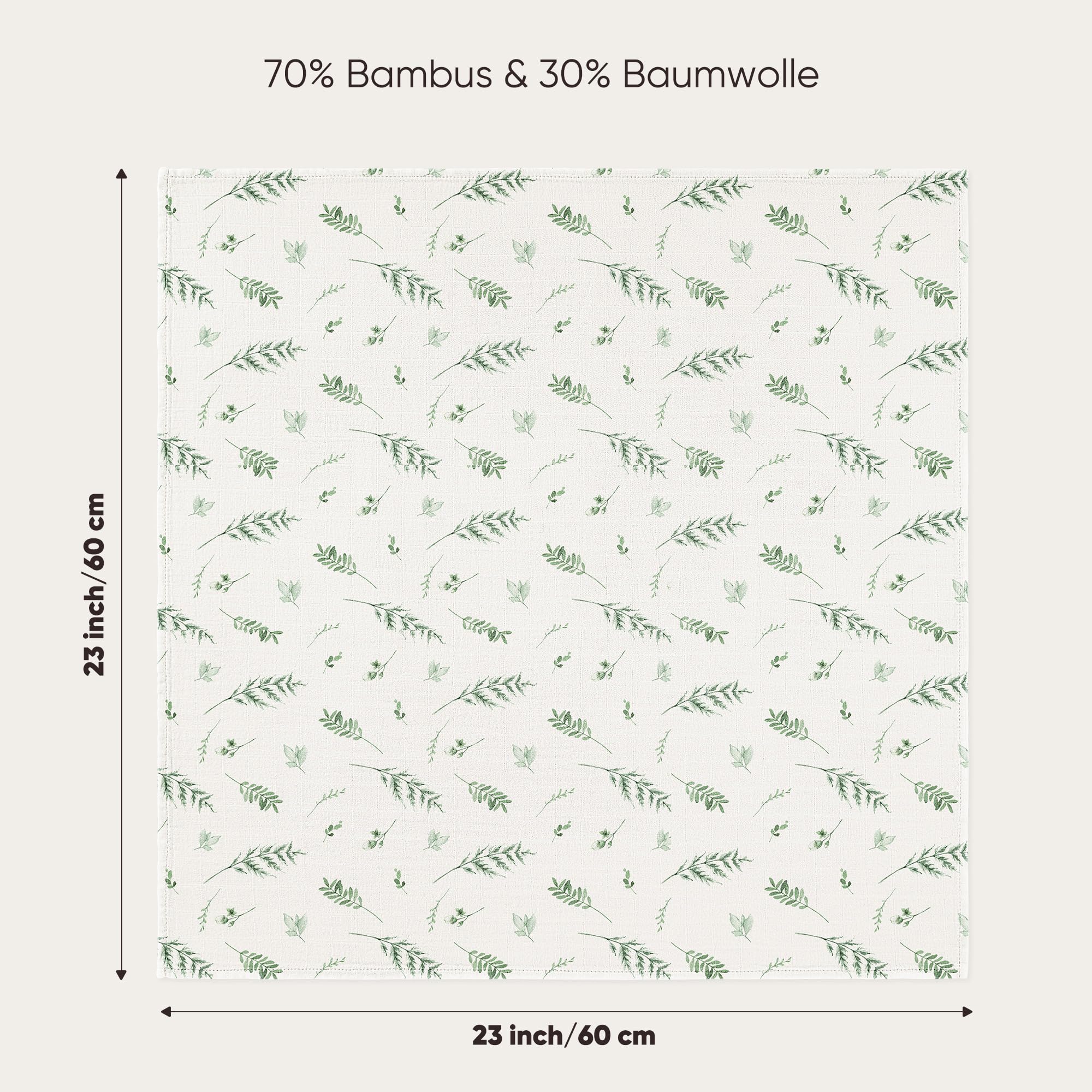 bearmoss Set di 5 panni per neonati, 60 x 60 cm, in bambù e cotone, morbido assorbente traspirante per pulire e coprire i neonati per neonati e pelli sensibili unisex (blu-verde)