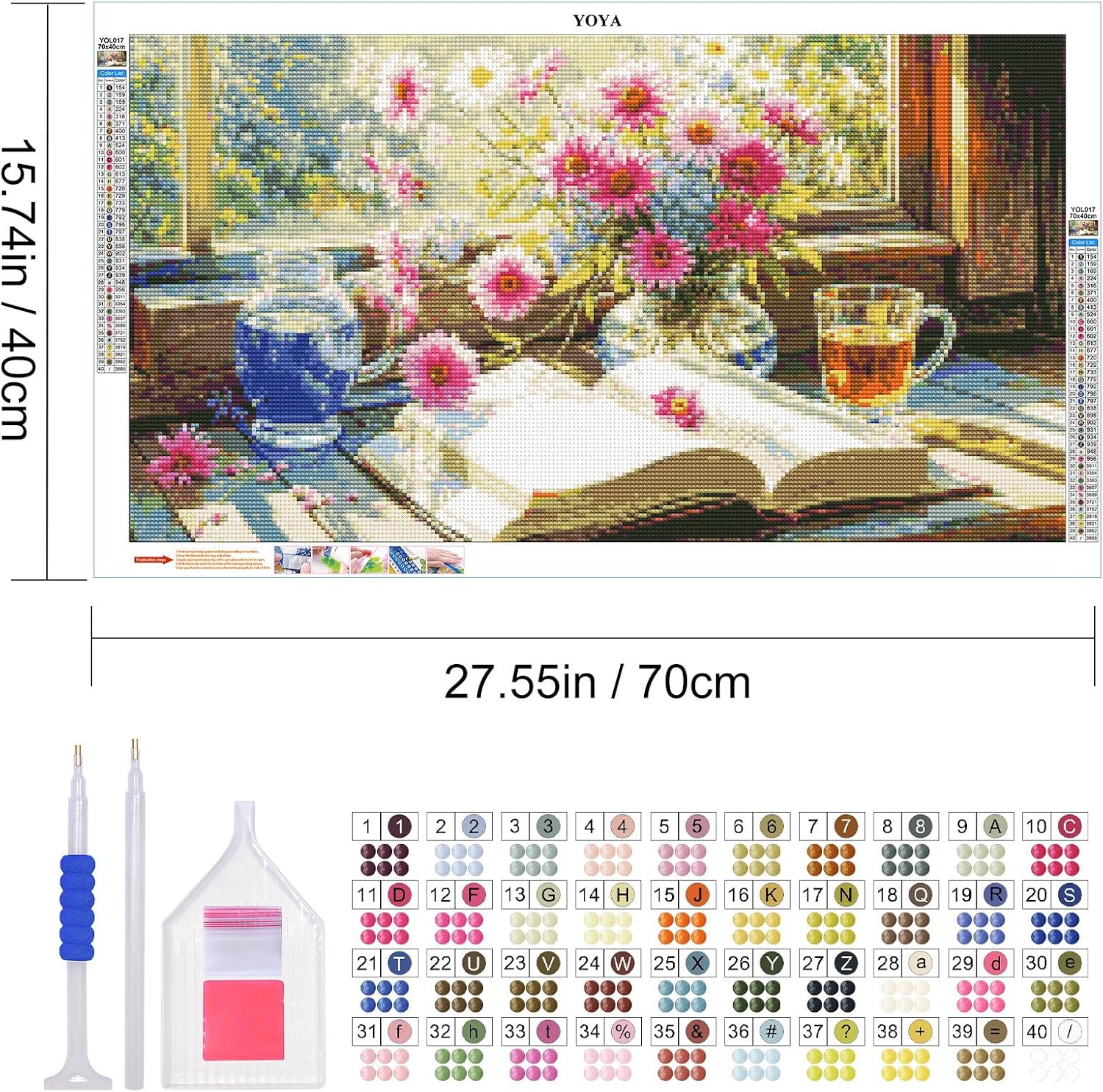 YOYA Large Diamond Art Kits for Adults, Flowers, 27.5 x 15.7 Inch image 2