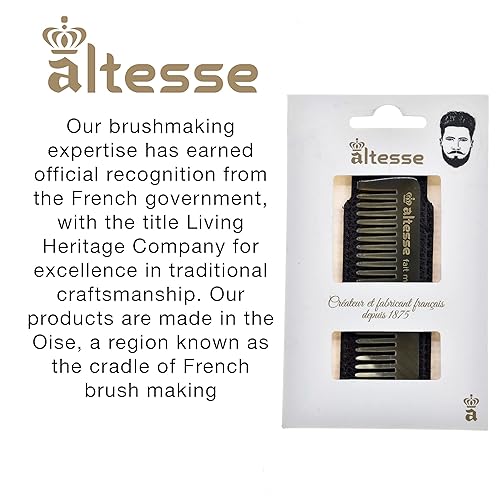 Miniatura 5 de Altesse 11332 Peine de dientes anchos pequeños y anchos, peine para bigote para hombres (3.5 pulgadas) con peine de bolsillo, funda de cuero