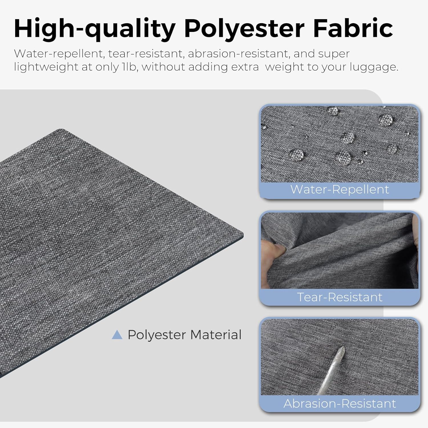 Fmeida 65L Duffle Bag with Shoes Compartment, Foldable Travel Duffel Bags for Men Women, Large Packable Travel Bag Water Repellent & Tear Resistant (Gray) - Image 7