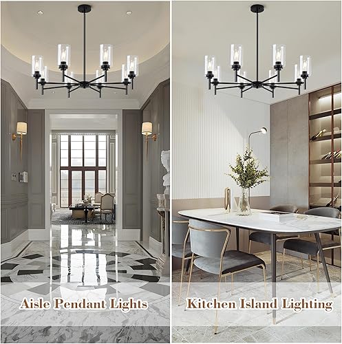 Miniatura 7 de Candelabros de cristal para casa de campo de 8 luces para comedor, modernas lámparas de cocina sobre mesa, iluminación de techo colgante de isla de