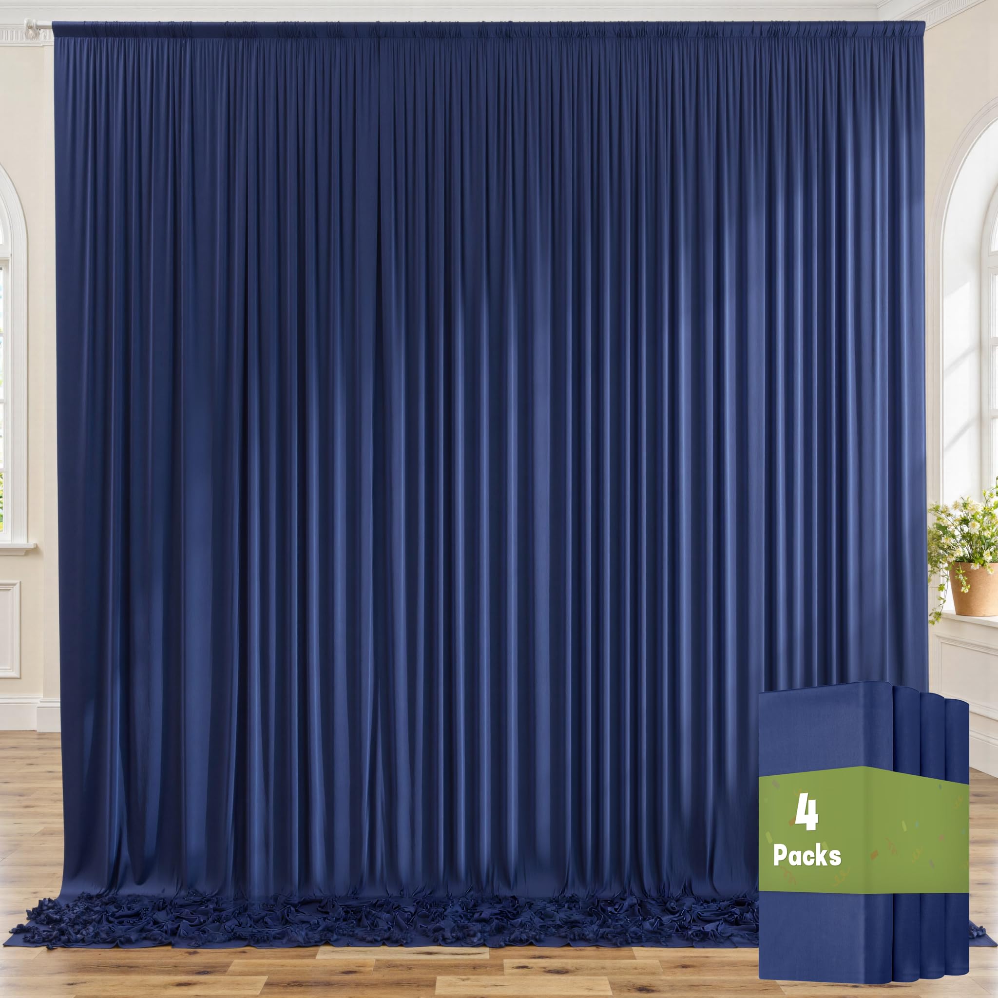 10ft x 10ft Wrinkle Free Black Backdrop Curtains for Parties, 2 Panels 5ftx10ft Polyester Photo Backdrop Drapes for Wedding Birthday Graduation Photography Background — view 44
