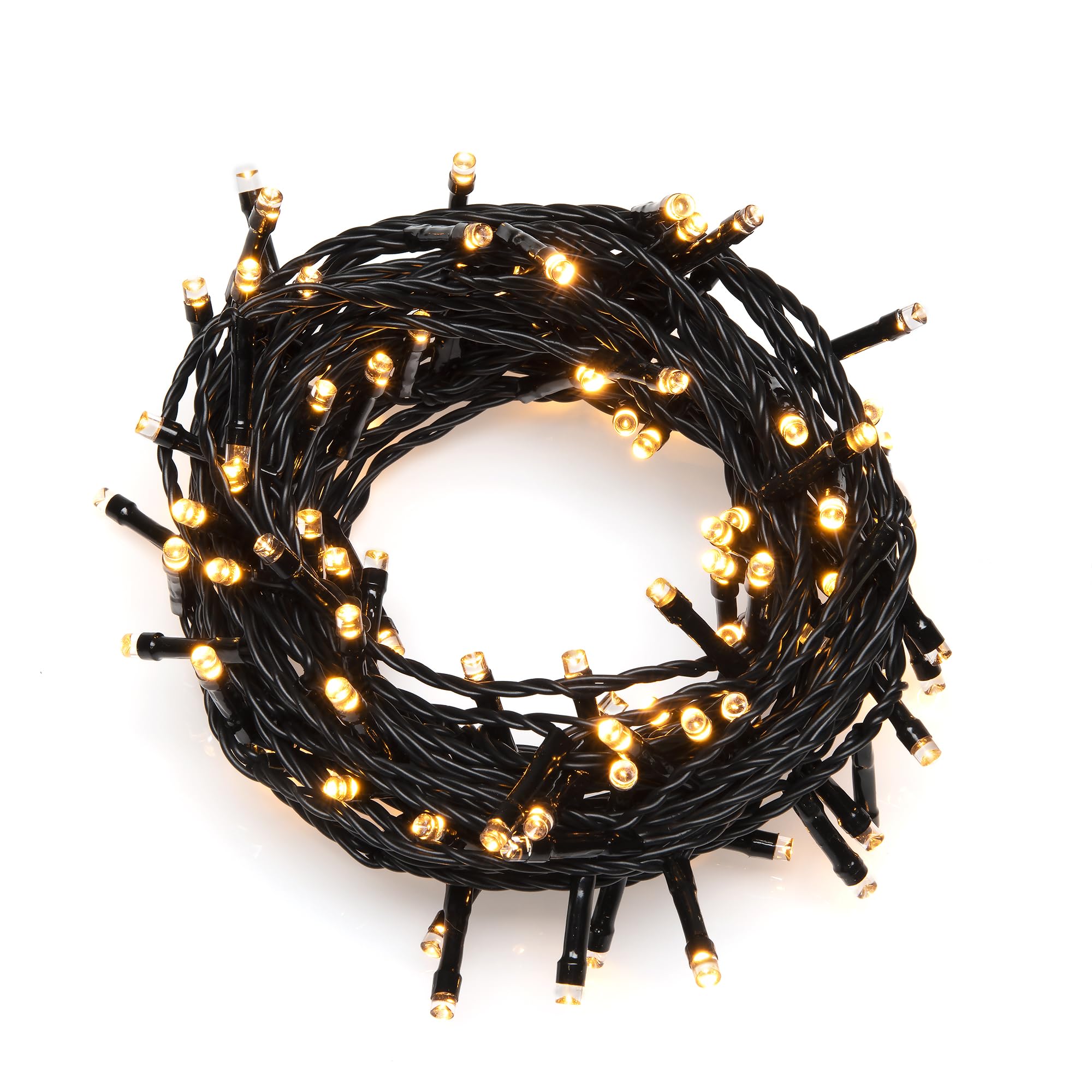 Konstsmide 3641-810 łańcuch świetlny LED, z efektem migotania, 160 diod w kolorze bursztynowym (80 świecących), transformator zewnętrzny 24 V, czarny kabel