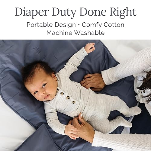 Miniatura 2 de Natemia Cambiador de pañales portátil para bebé, algodón percal Oeko-TEX, cambiador reutilizable para bebé, flexible y plegable para viajes, lavable