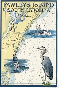 Lantern Press 36x54 Inch Giclee Art Print Wall Decor, Pawleys Island, South Carolina, Nautical Chart