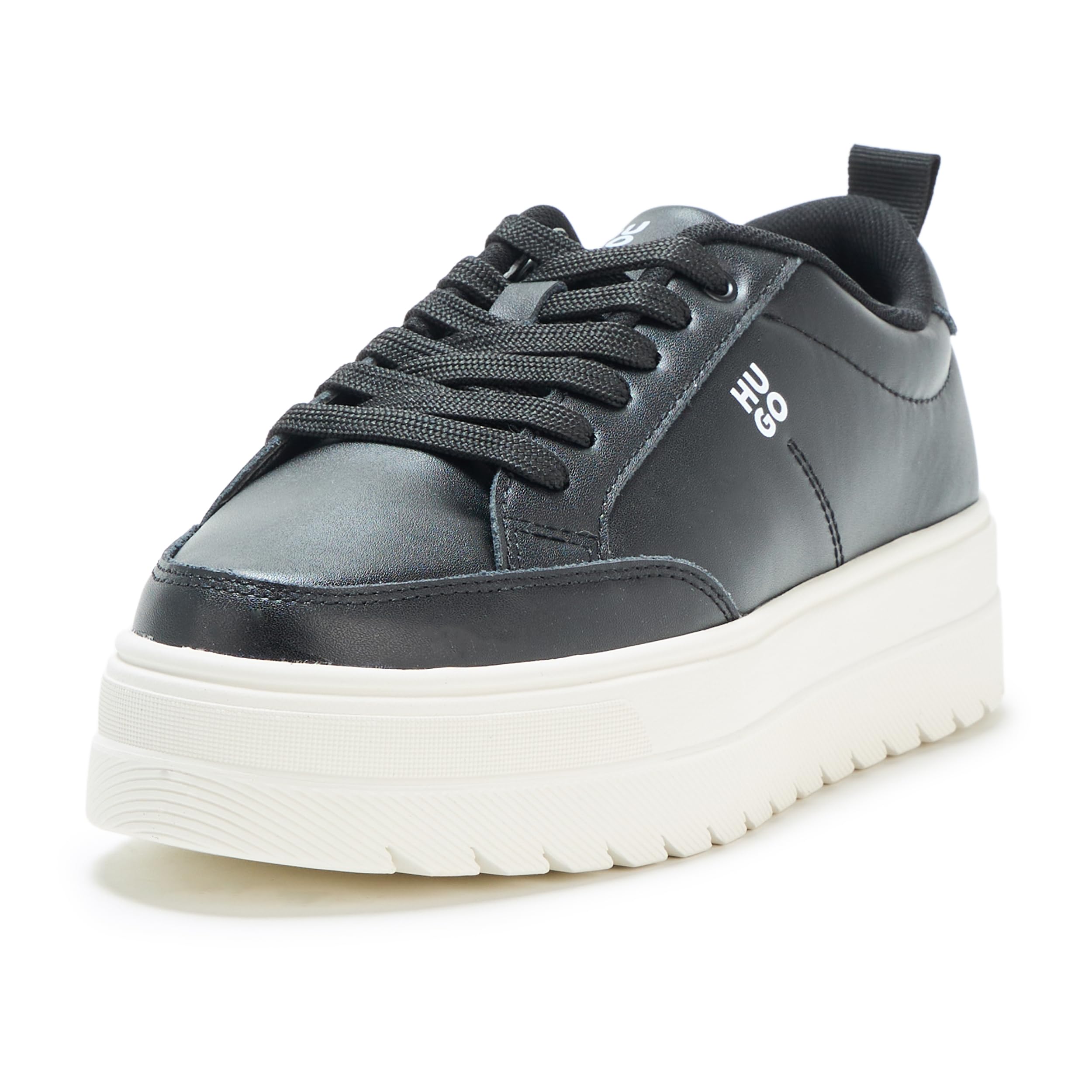 Photo 1 of HUGO, Lyssa Smooth Leather Platform Sneaker, Midnight Black, 10