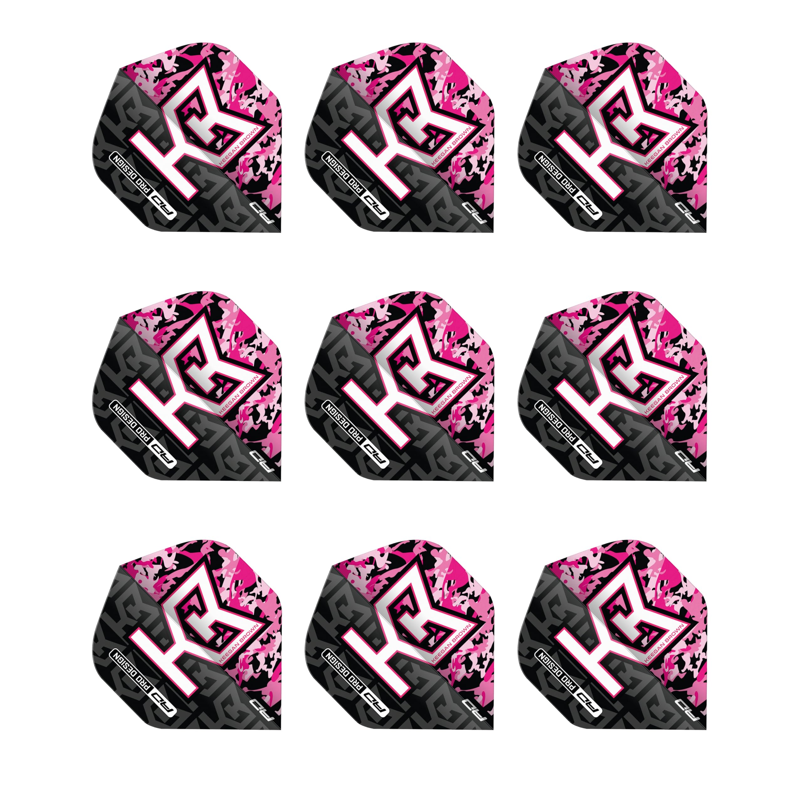 RED DRAGON Professional Player Keegan Brown Hardcore Premium Standard Extra Thick - 100 micron Dart Flights 3 Sets Per Pack (9 Dart Flights in total)