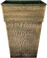 The HC Companies Avino 22 Inch Tall Square Planter Celtic Bronze - Durable Lightweight Indoor Outdoor Plant Pot for Patio Deck Porch