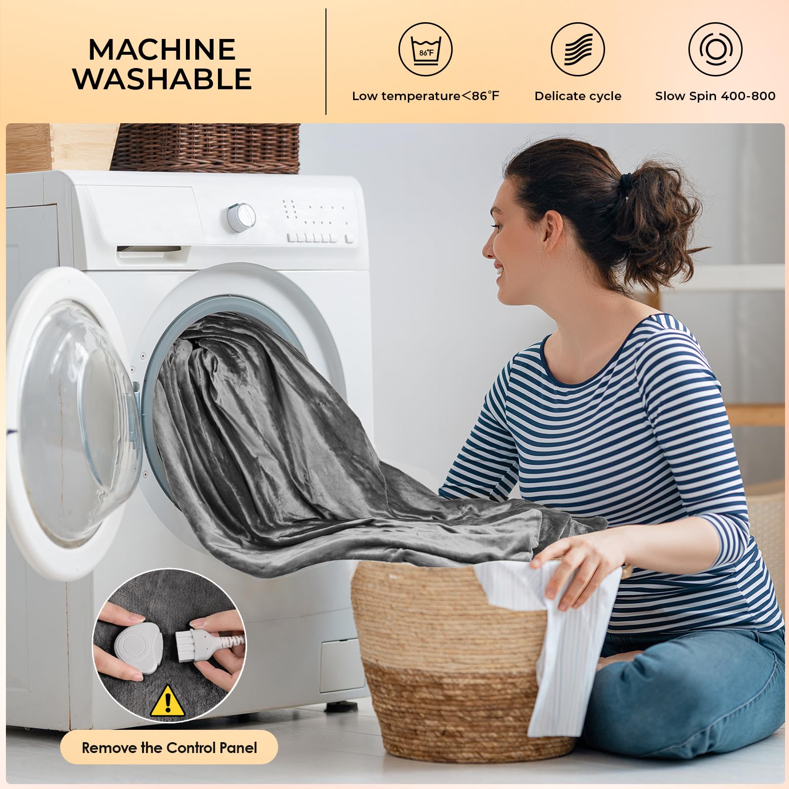 Clevich Manta Electrica 180x130 cm, Manta Térmica Calefactora con 6 Niveles de Temperatura y Temporizador, Control Removible, Lavable a Máquina, Manta Grande Suave de sofá, Cama, Oficina (Gris)