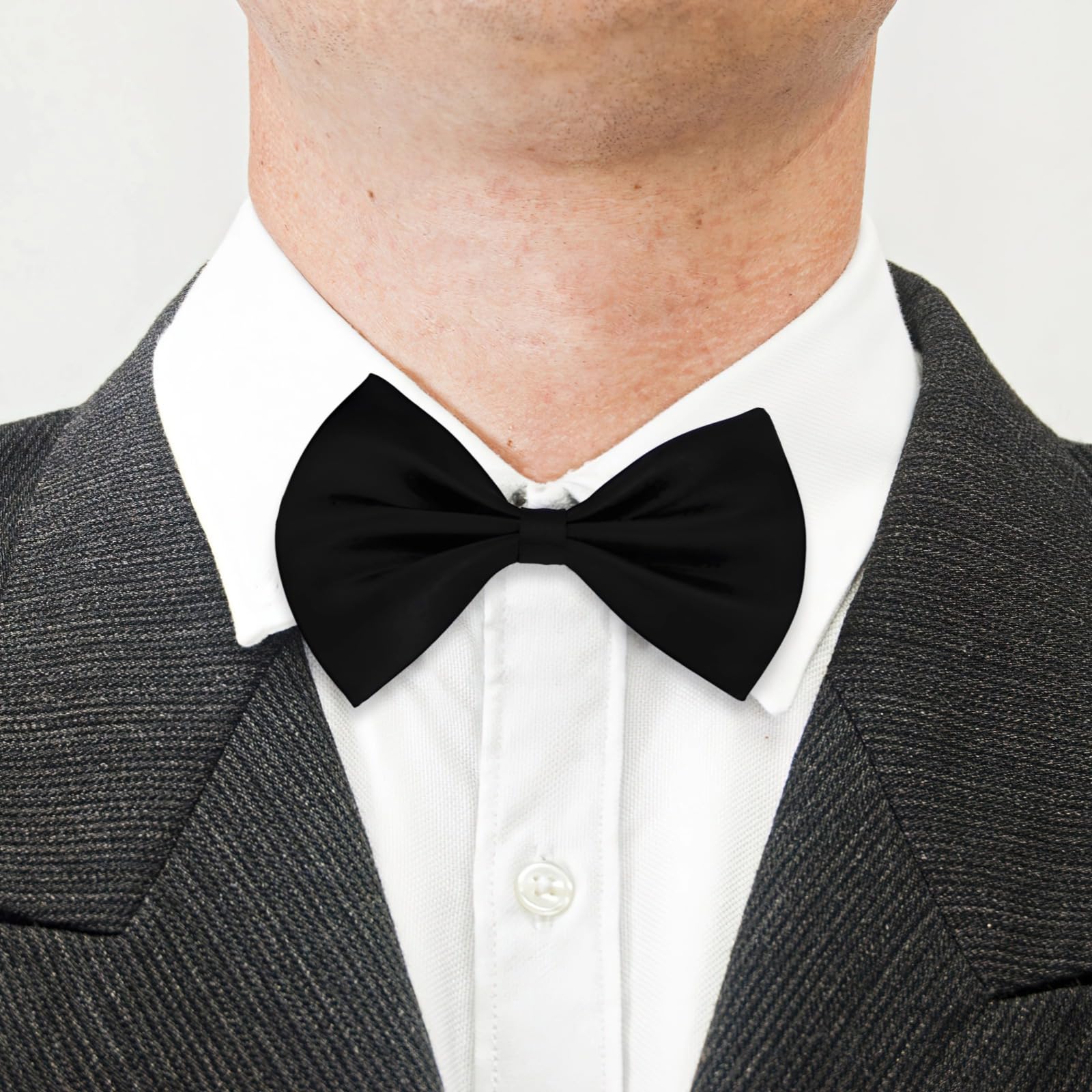 40 pajaritas preatadas de satén negro para hombre, ajustables, ideales para bodas y eventos grupales