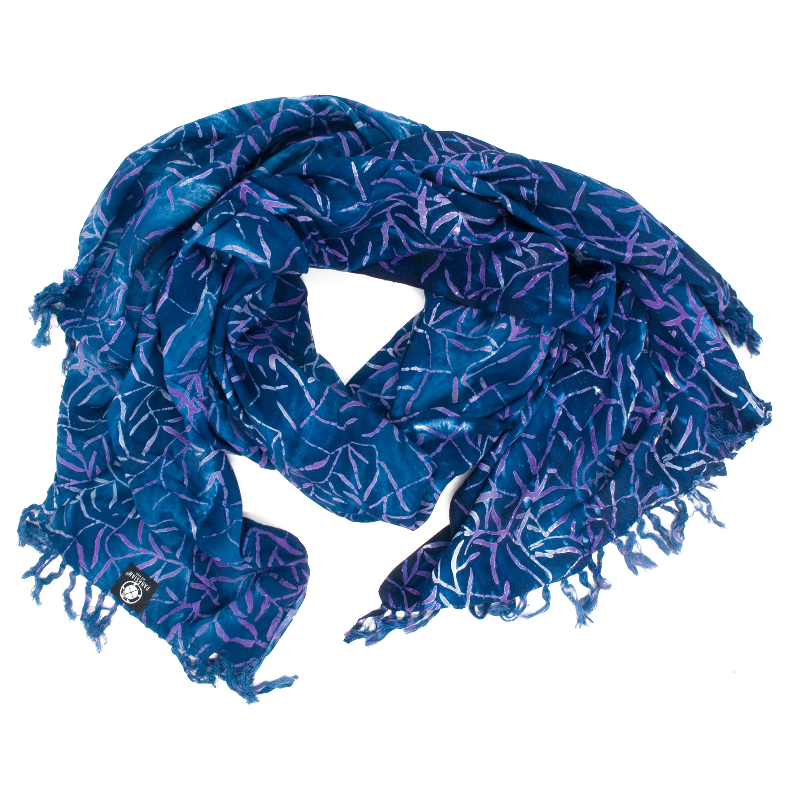PANASIAM Scarf Batik 190X116cm, B015 Bluetone leaf, L