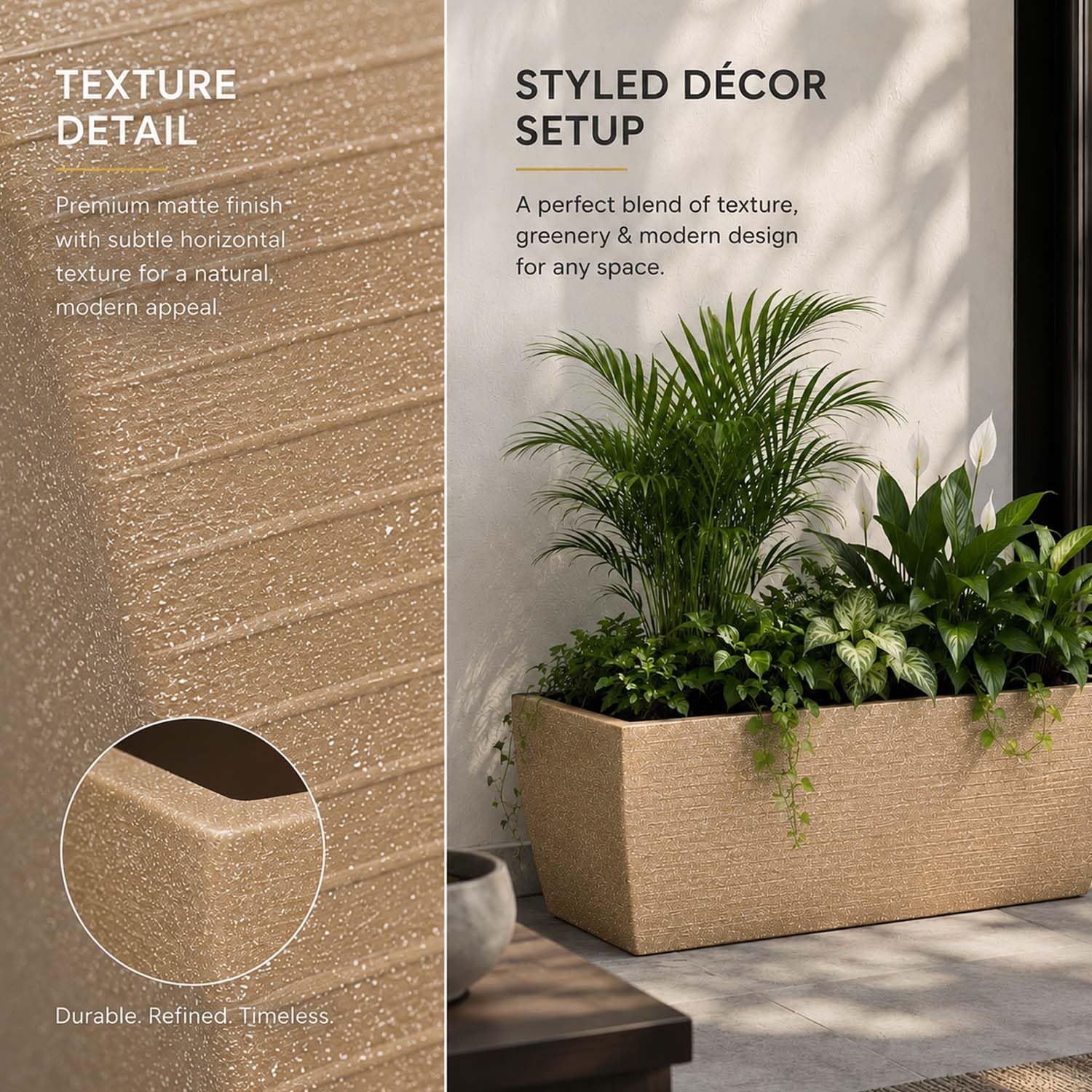 Go Hooked Rectangular Planter - Modern Stone Design -7