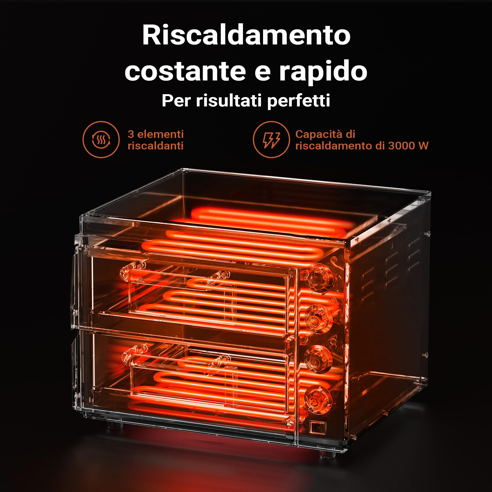 Wiltec Forno pizza elettrico a 2 livelli, con pietra refrattaria in cordierite, 3000W, 350°C Fornetto pizza