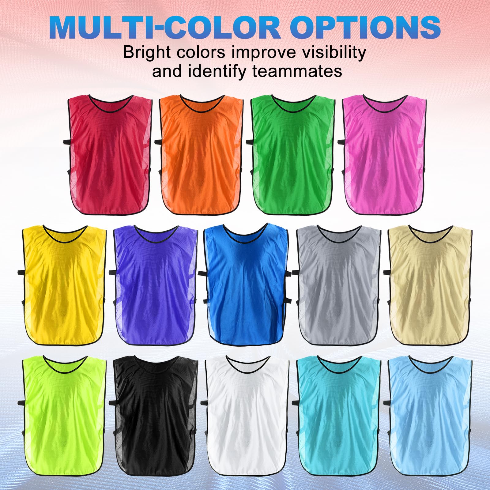 QUARKZMAN Gilet Di Allenamento 27 x 18 Pollici Maglia Allenamento Squadra Calcio Per Adulti adolescente Adolescente Basket Football (Rosso, Confezione Da 12)