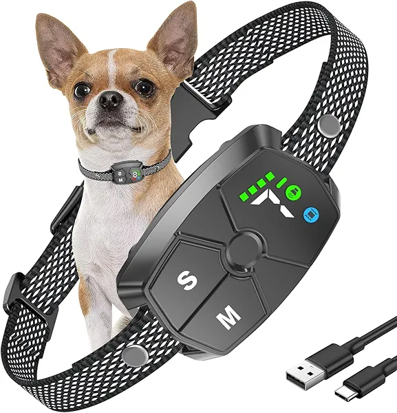 Bark Collar, JeaTone Dog Bark Collar for Large Medium Small Dogs, Rechargeable Smart AI Barking Collar with 7-Level Sensitivity, 4 Training Modes, Waterproof, Black