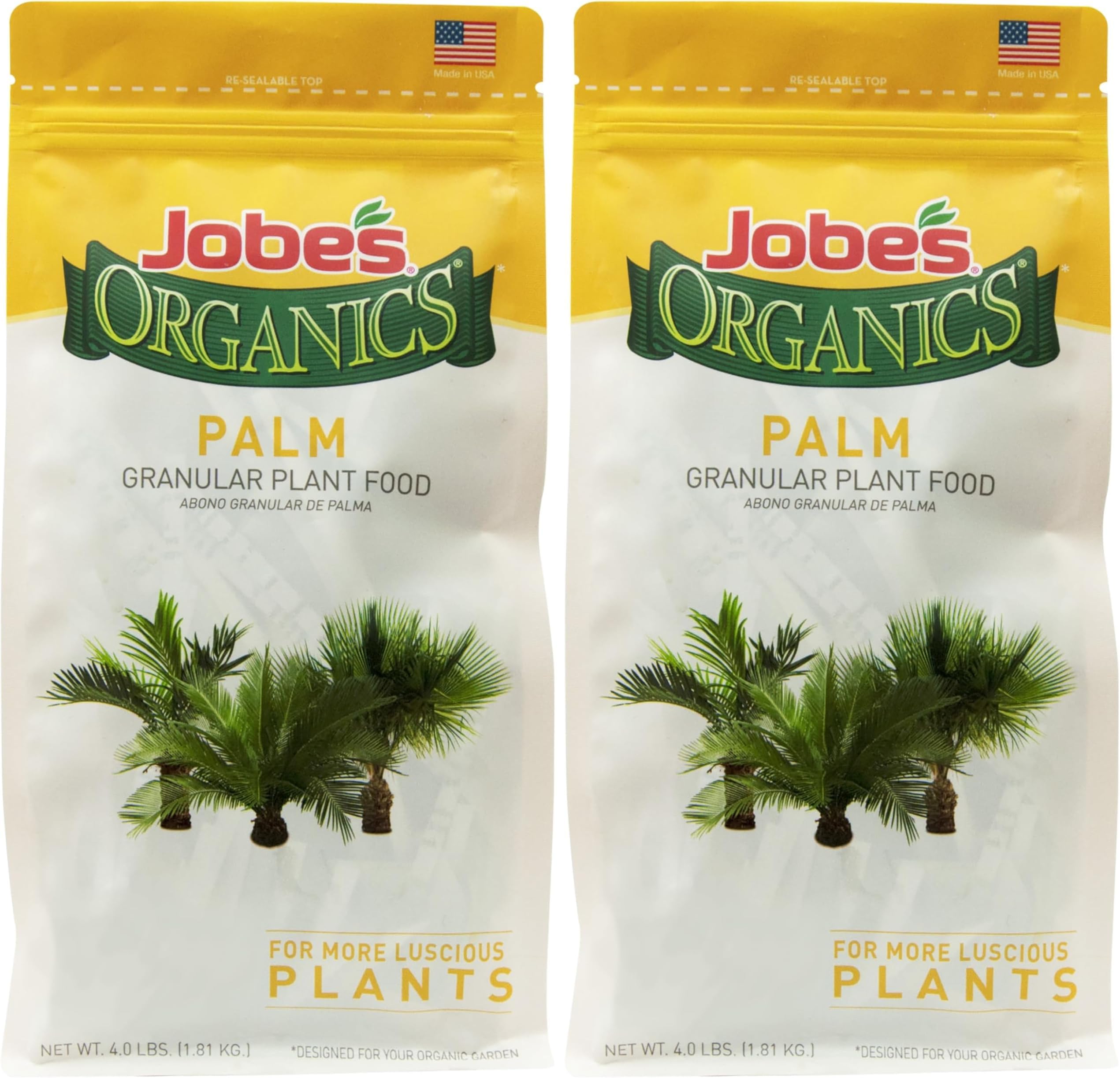 Jobe’s Organics Granular Fertilizer, Organic Fertilizer for Palm Trees and Plants, 4 lbs Bag (Pack of 2)