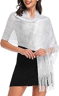 vimate Sparkling Metallic Shawls and Wraps for Evening Party/Wedding/Formal Dresses (With Free Buckle)