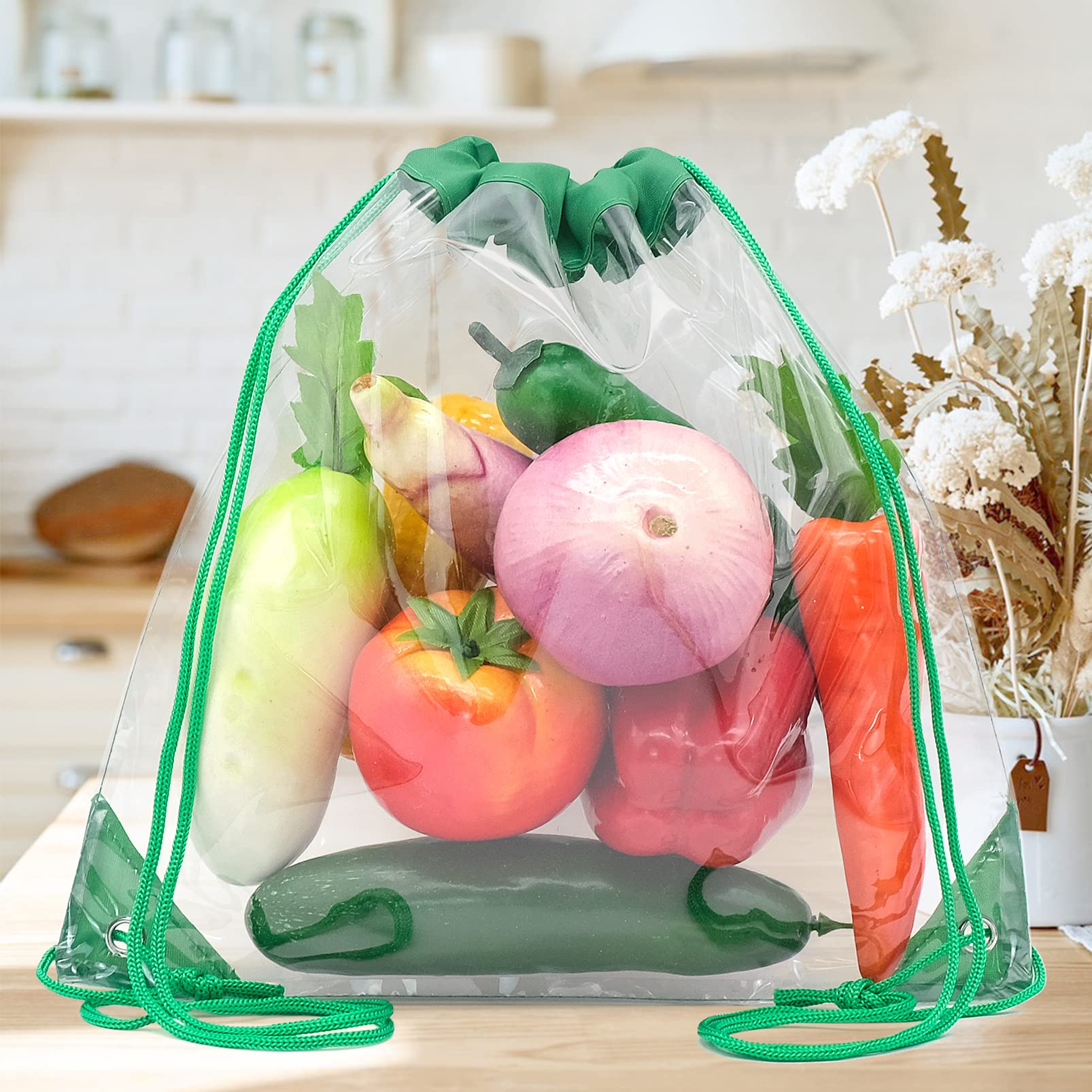 Bakiauli Lot De 6 Sacs à Cordon 34x42 Cm - Sac Piscine, Sport, École, Voyage, Plage - Polyester Robuste Multicolore