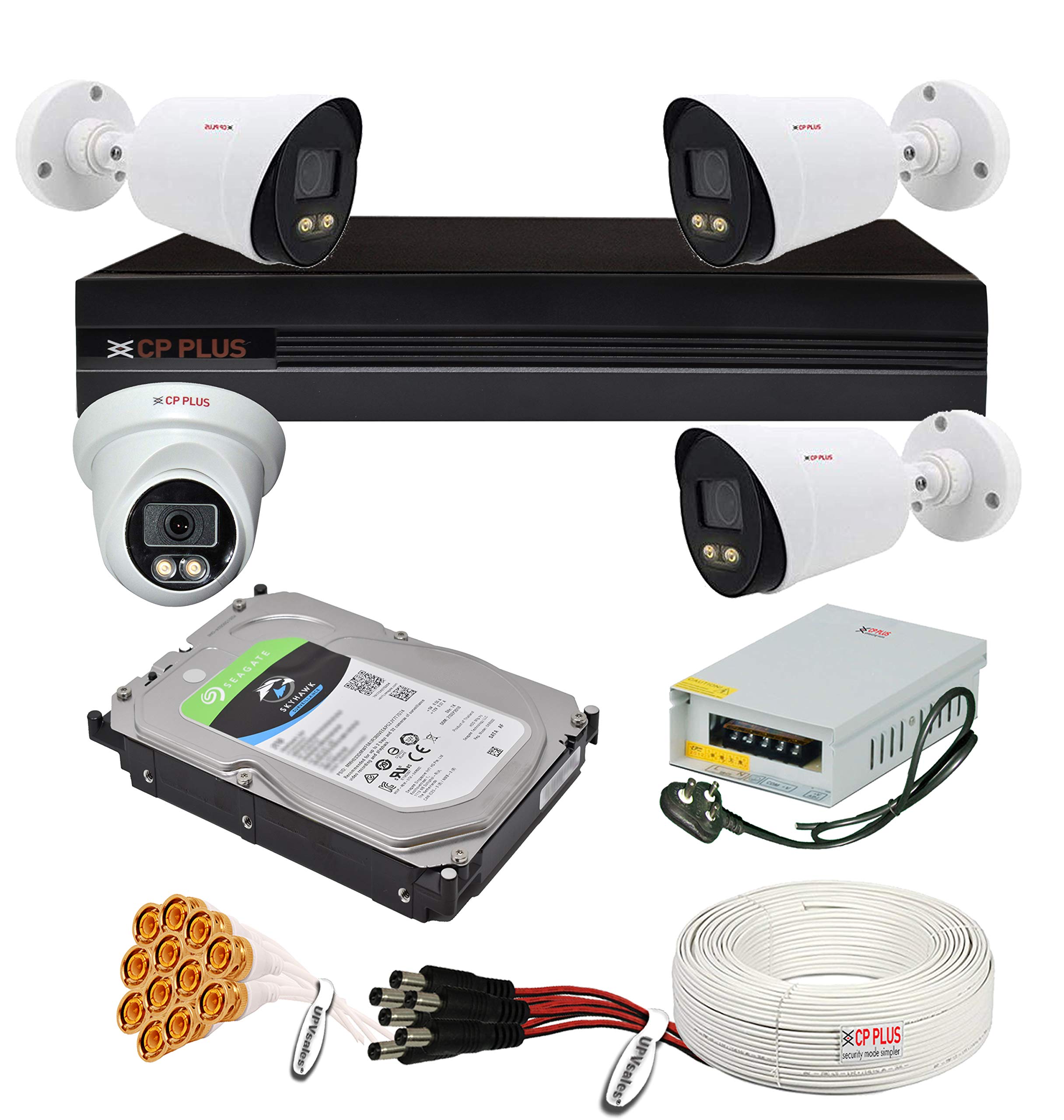 CP Plus H.265, 2.4 MP Guard+ Colorful View in Dark 4 Camera Combo Kit with (4Ch DVR, 1 Dome 3 Bullet Cameras, 2TB HDD, Power Supply, 90Mtr Cable, Audio Mic & Connectors) CCTV Security Camera Set (B07Z94G57K) Amazon Price History, Amazon Price Tracker