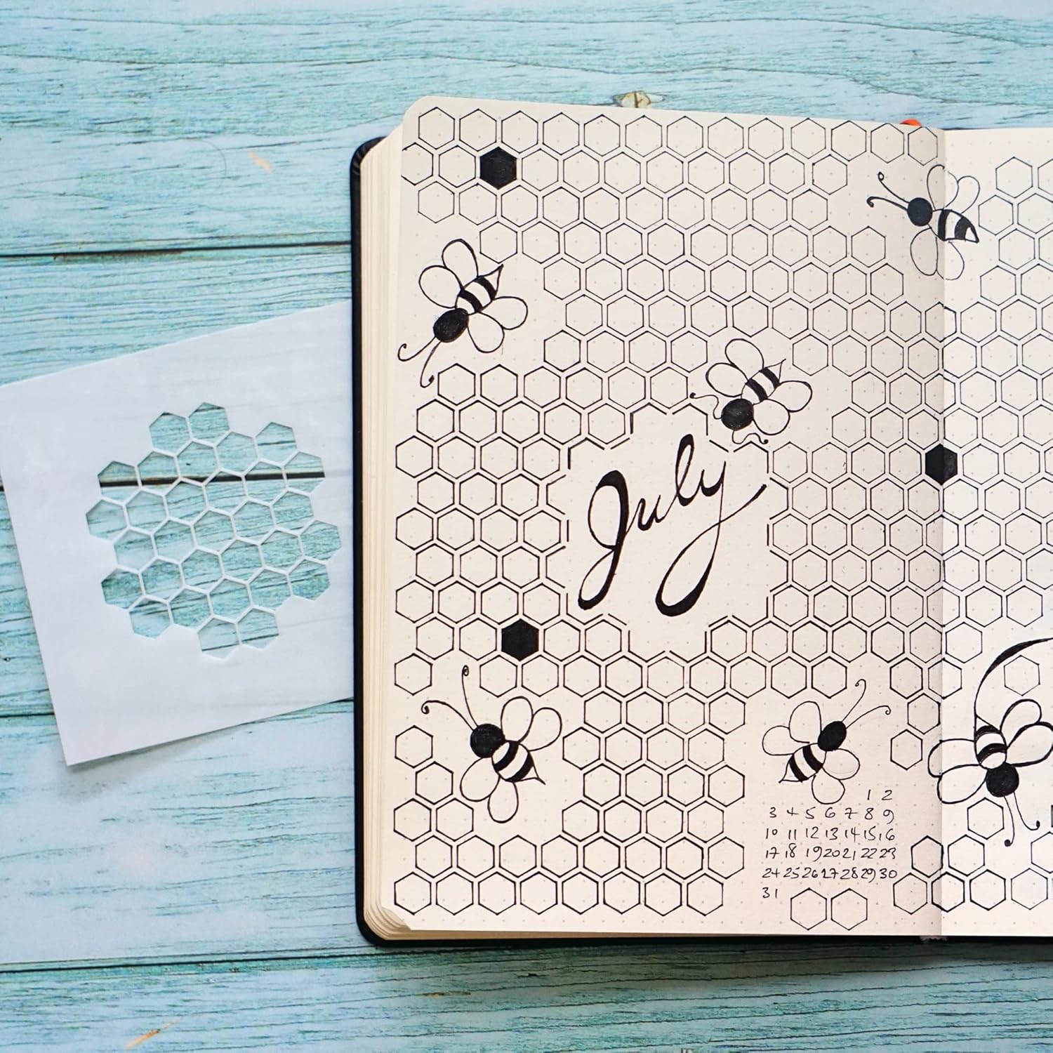 Portable Planner Stencils - x16 Small Square Journal Stencils with Templates for Habit Trackers, Calendars, Checklists, Meal Plans - Journaling Supplies Kit & Planner Accessories for Bullet Journals : Office Products