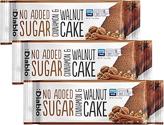 Diablo No Added Sugar Cinnamon & Walnut Cake – Healthy Snacks Sweet Treat, Cakes and Desserts for All, Ideal for Snack Time, Tea & Party Treat, Halal & Kosher Approved – 200g (Pack of 3)