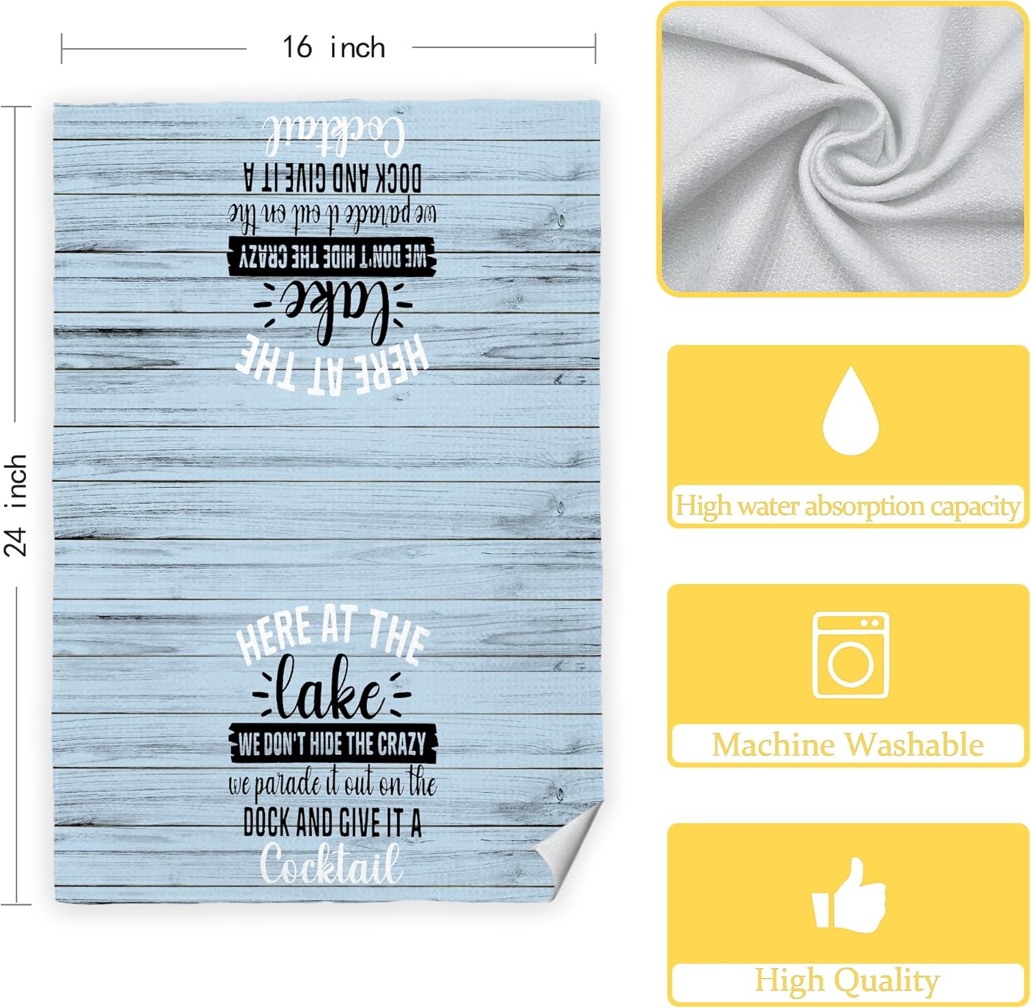 Rustic Kitchen Towels - Lake House Decor for The Home Gifts,Dish Towels for Kitchen, Here at The Lake Decorative Hand Towels for Bathroom, 16x24