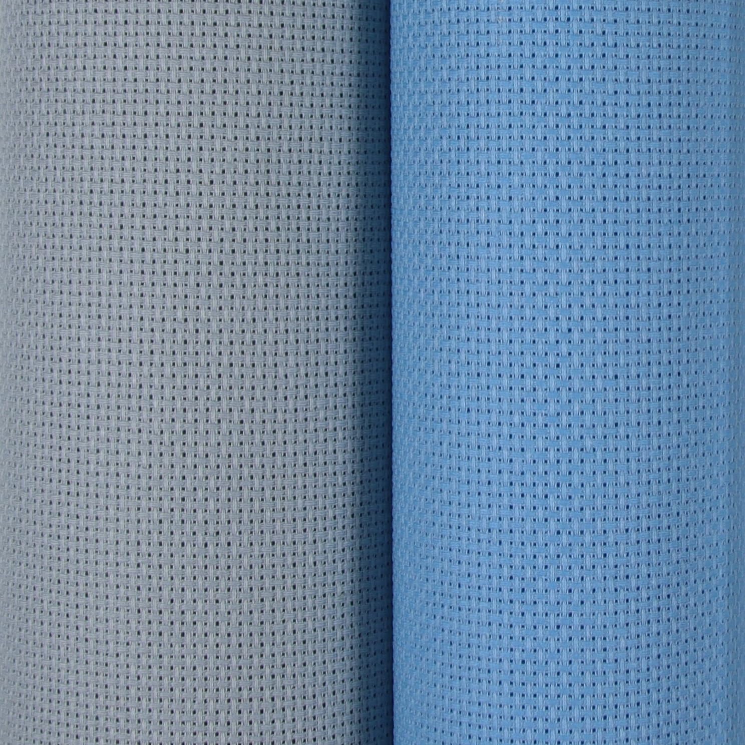 KCS 2 pc of 38cmx45cm Counted Cross Stitch Cotton Aida Cloth Needlework Fabric (Light Blue+Sea Foam,16CT) — image 1