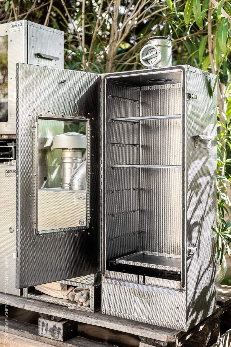 Edle Optik - SMOKI Räucherofen Isoliert 100x39x33cm - Geprägter Cr-Edelstahl mit Sichtfenster