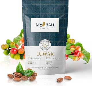 MYBALI COFFEE 100 g Kopi Luwak von frei lebenden Katzen - Kaffeegeschenk, ganze Bohnen