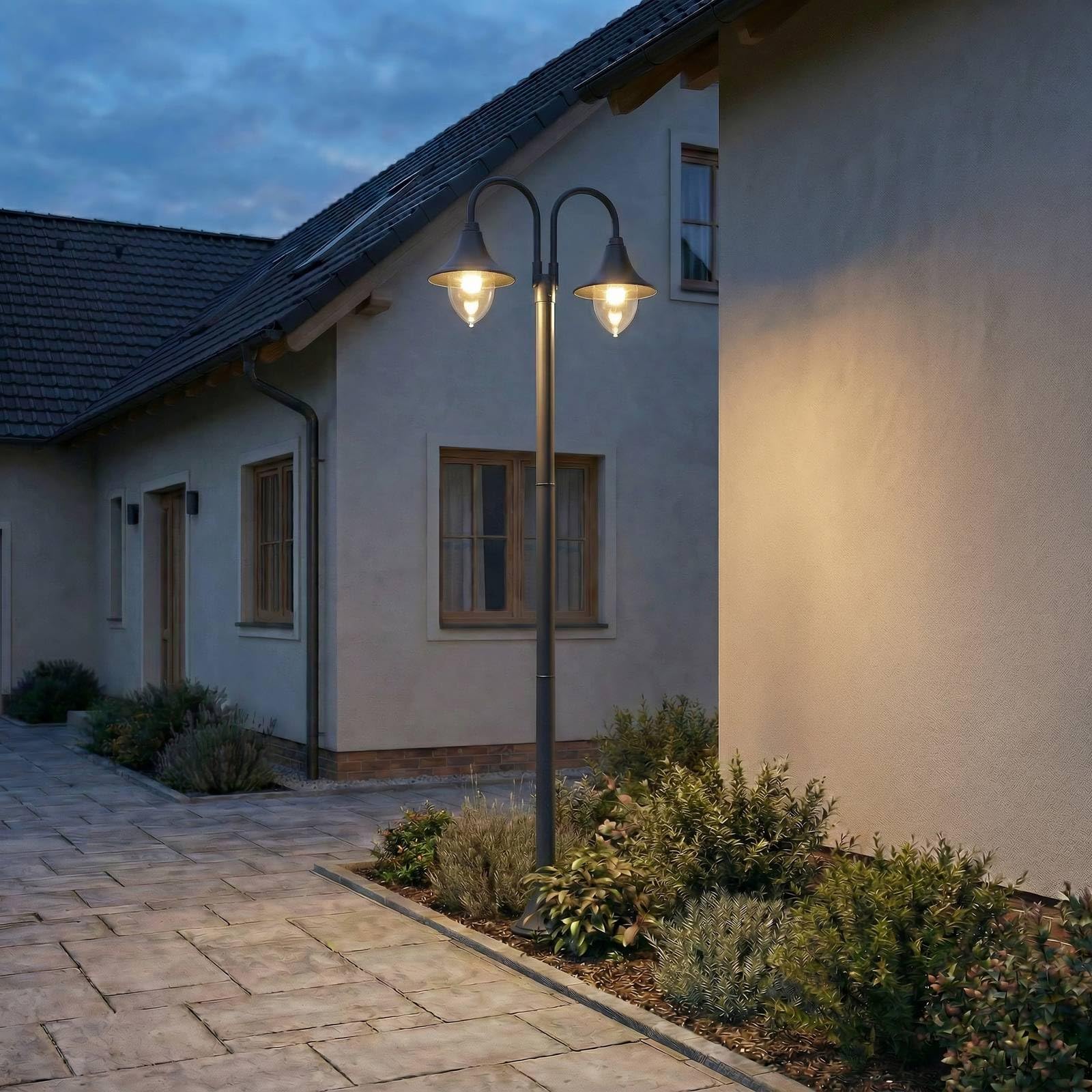 Lindby Lampione da esterni dimmerabile (Moderno) colore Nero, in Alluminio Candelabro lampada