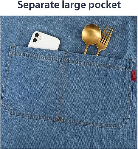 Miniatura 5 de Delantal para adultos, delantal de algodón ligero con bolsillo frontal, delantales traseros cruzados para mujeres y hombres