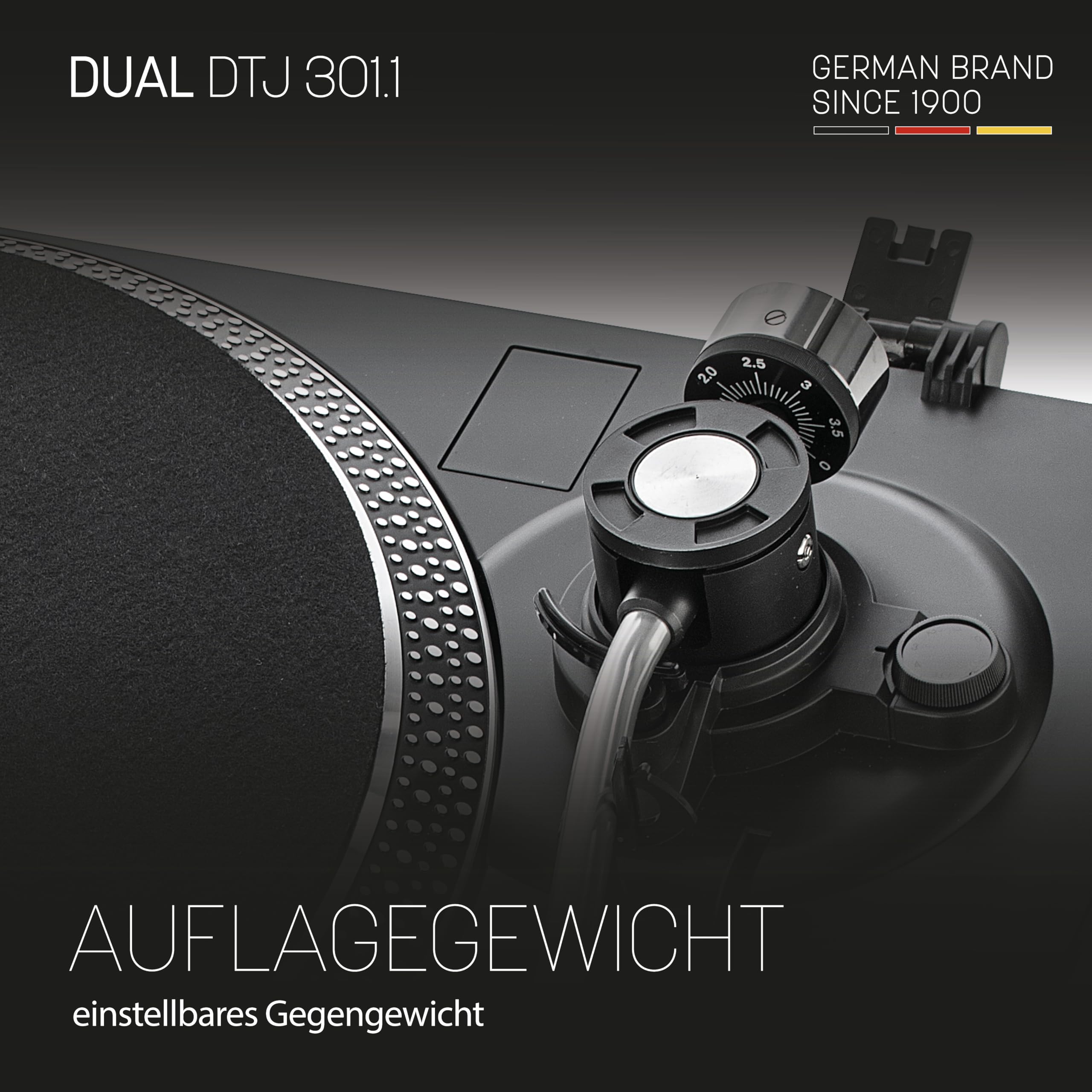Dual DTJ Tourne-Disque DJ USB, système de tête magnétique, Aiguille Pitch (33/45 Tours/Min, éclairage, USB) Entraînement Direct avec Fonction DJ (Noir) Noir