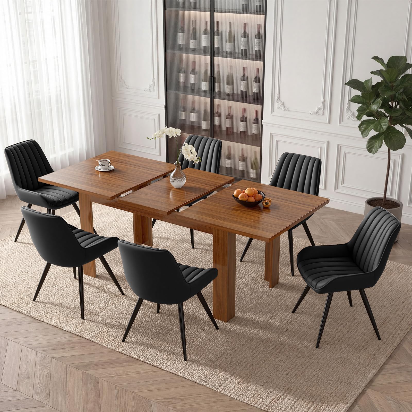 Extendable Farmhouse Dining Table Set for 6