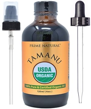 زيت Tamanu العضوي PRIME NATURAL - معتمد من وزارة الزراعة الأمريكية ، نقي 100٪ ، مضغوط على البارد ، غير مكرر ، عذراء 4 أوقية / 120 مل للعناية بالوجه والشعر والجلد - مرطب طبيعي