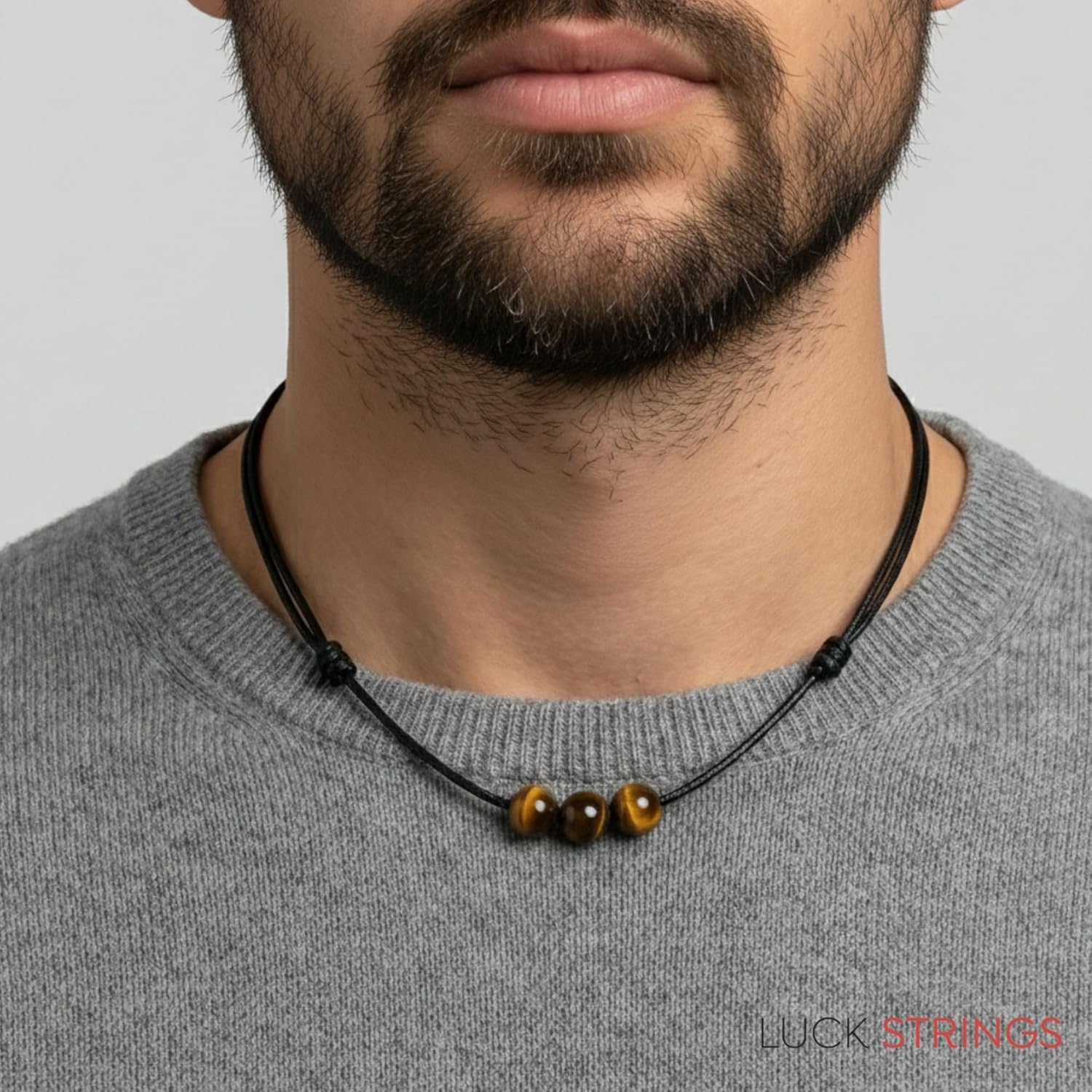 Luck Strings Tigers Eye Beaded Pendant Necklace with Adjustable Wax Nylon Cord - Handmade Choker for Men & Women | Chakra Healing, Spiritual Protection, Yoga Jewelry - Image 8