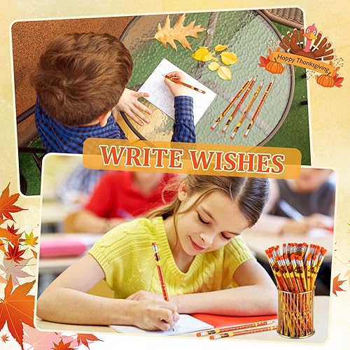 Miniatura 4 de Lápices de otoño, lápices de Acción de Gracias, a granel con borradores, lápices de madera de otoño, calabaza, pavo, para bocetos y dibujos,