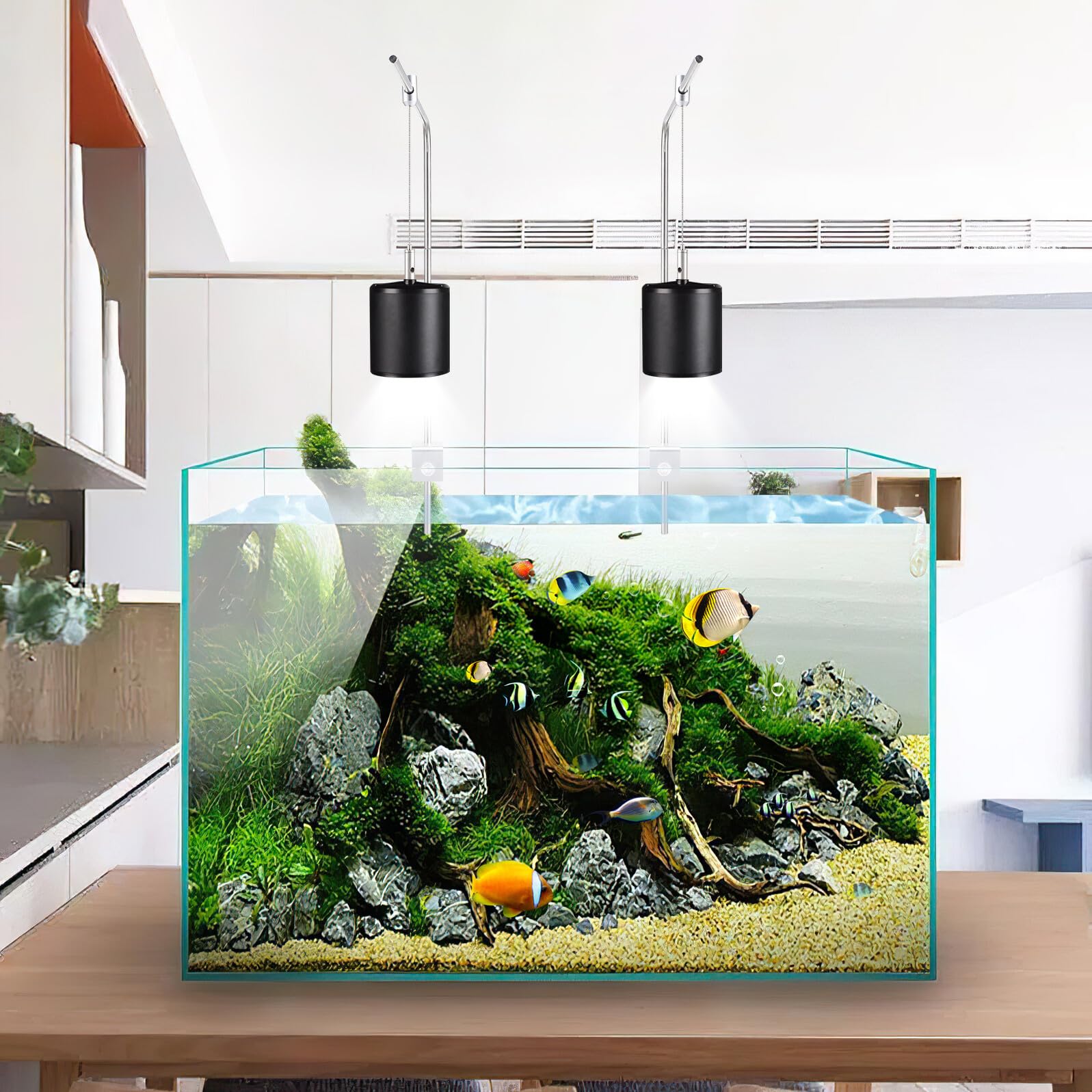 VALICLUD Soporte para Colgar Luz de Acuario Ajustable, Bastidor de Aleación de Aluminio 25x40 Cm, Resistente Peceras Pequeñas y Medianas, Accesorio para Iluminación de Acuarios