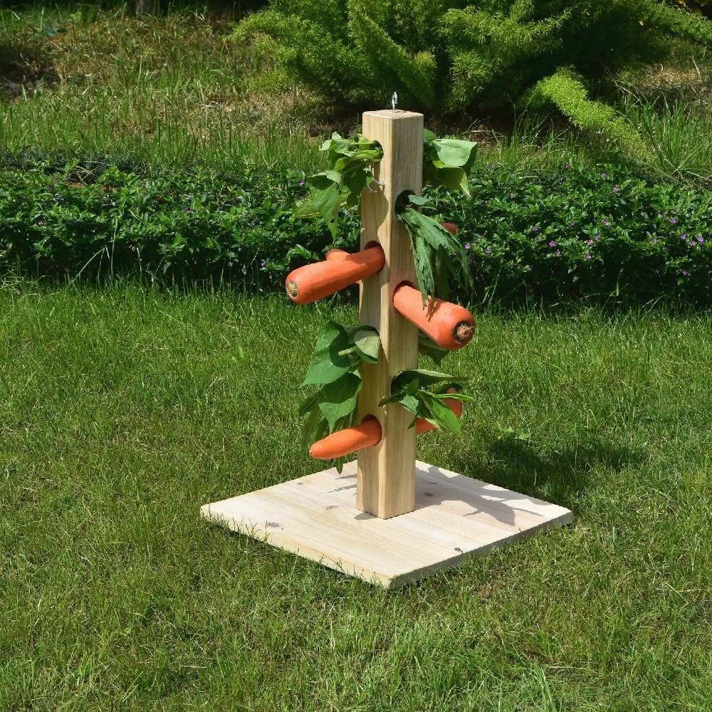 Melko Futterbaum Kaninchen Futterspender 45 cm hoch Nagerbaum Nagetiere Futterstation mit Erdspieß Futterraufe