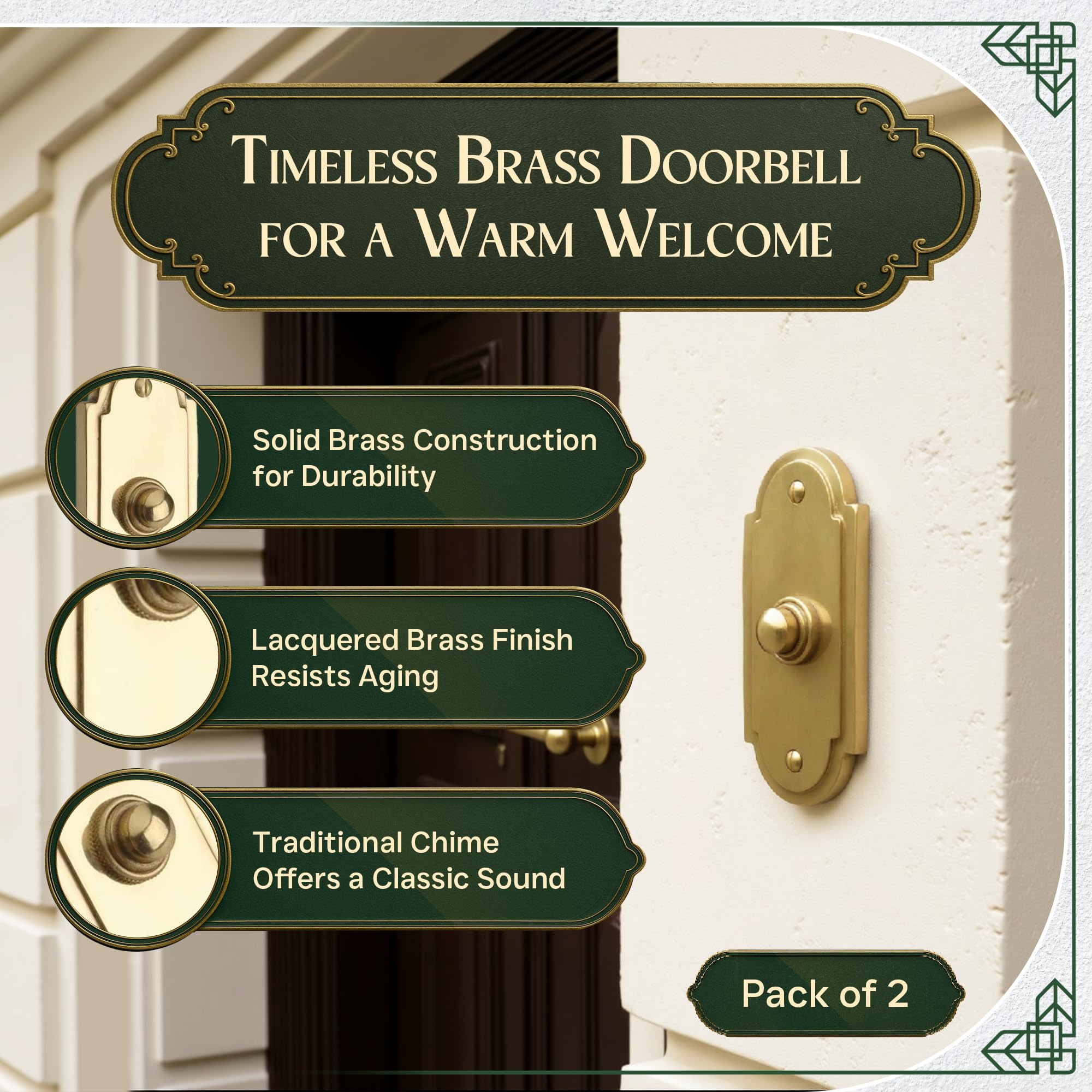Renovators Supply Manufacturing Wired Brass Door Bell Push Button