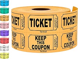 Tacticai 500 Raffle Tickets, Orange (1 of 8 Colors), Double Roll, Ticket for Events, Entry, Class Reward, Fundraiser & Prizes