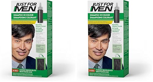 Vista 28 de Tintura de cabello para hombres color marrón ceniza H-25, fórmula original (paquete de 3), paquete de de 1, marrón oscuro (Darkest Brown) Marrón