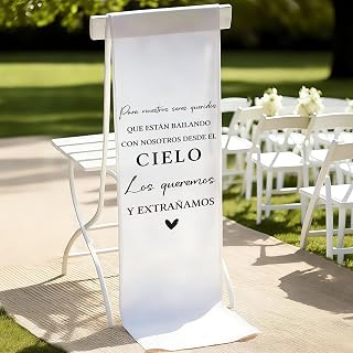 White Spanish In Loving Memory Wedding Sign, Reserved Seating Wedding Chair Sign, Reserved Memorial Signs for Someone in Heaven, Weddings Decorations for Ceremony Reception, 50x15 Inch-B20