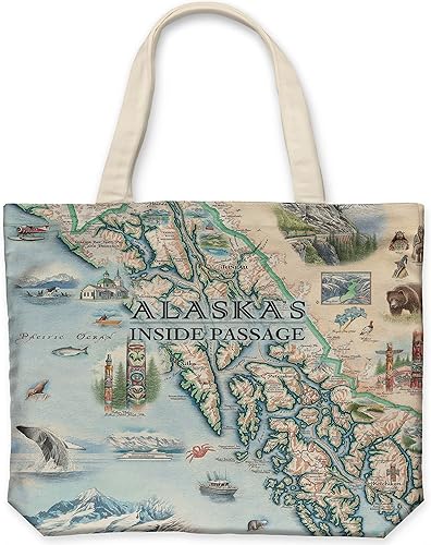 Vista 30 de Xplorer Maps Bolsa de lona con asas, bolsa de compras de comestibles de tela, bolsa reutilizable y ecológica, 100% algodón, lavable California’s