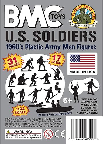 Miniatura 7 de BMC Marx Plastic Army Men US Soldiers - 31 figuras grises de la Segunda Guerra Mundial - Fabricado en Estados Unidos