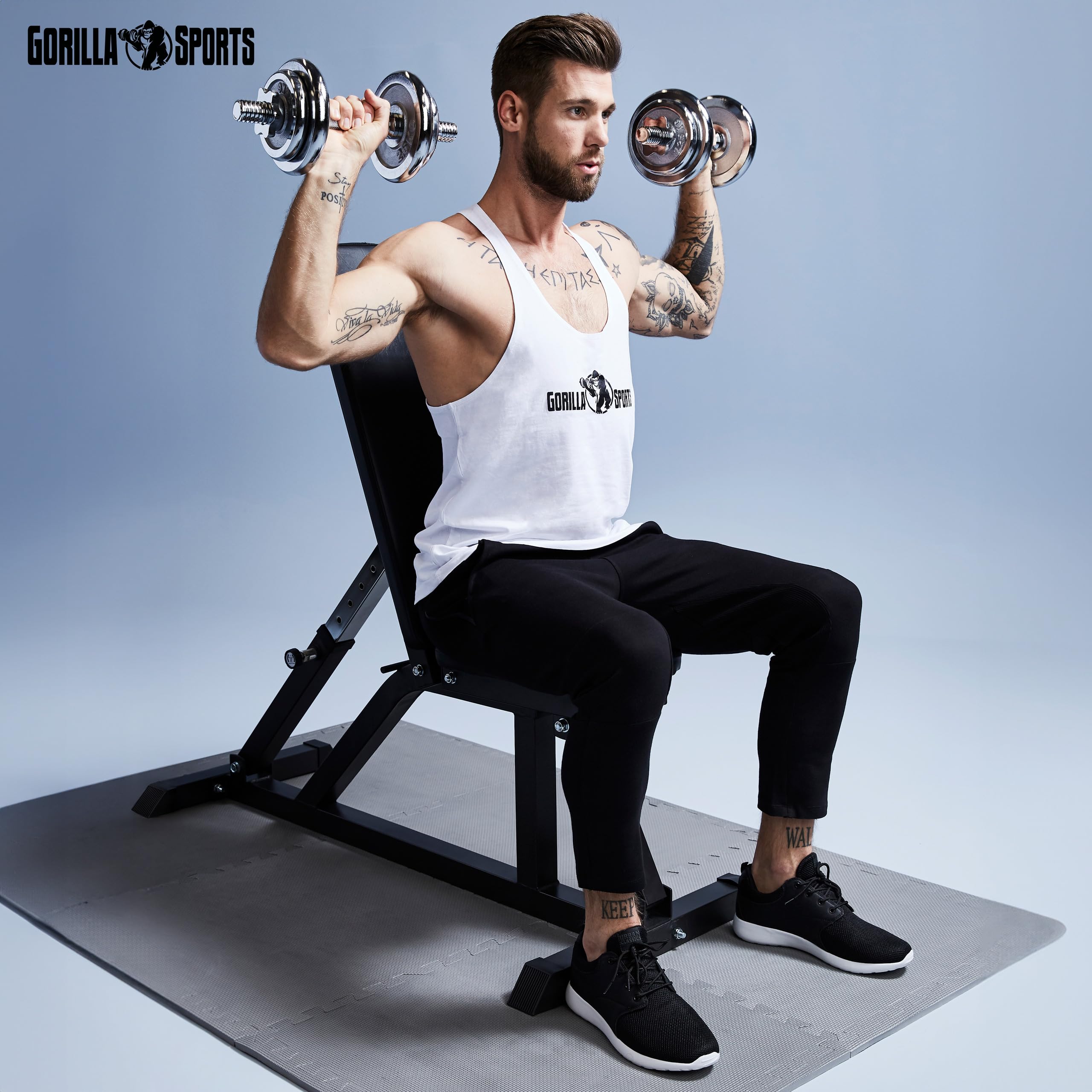 GORILLA SPORTS® Kurzhantelset 30kg, 2er Set, 30mm, Chrom, 10 Hantelscheiben | 4 x 1,25 kg, 4 x 2,5 kg und 2 x 5 kg Hantelscheiben, 4 Sternverschlüsse, Griff gerändelt und rutschfest; Kurzhanteln