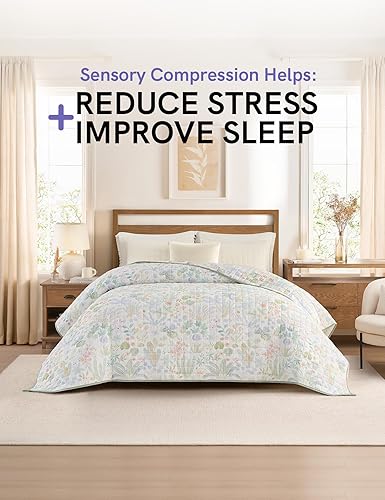 Vista 2 de YnM Manta con peso de 15 libras para adultos, manta de lino pesado con cuentas de vidrio refrescante para uso en todas las estaciones, ideal para ~