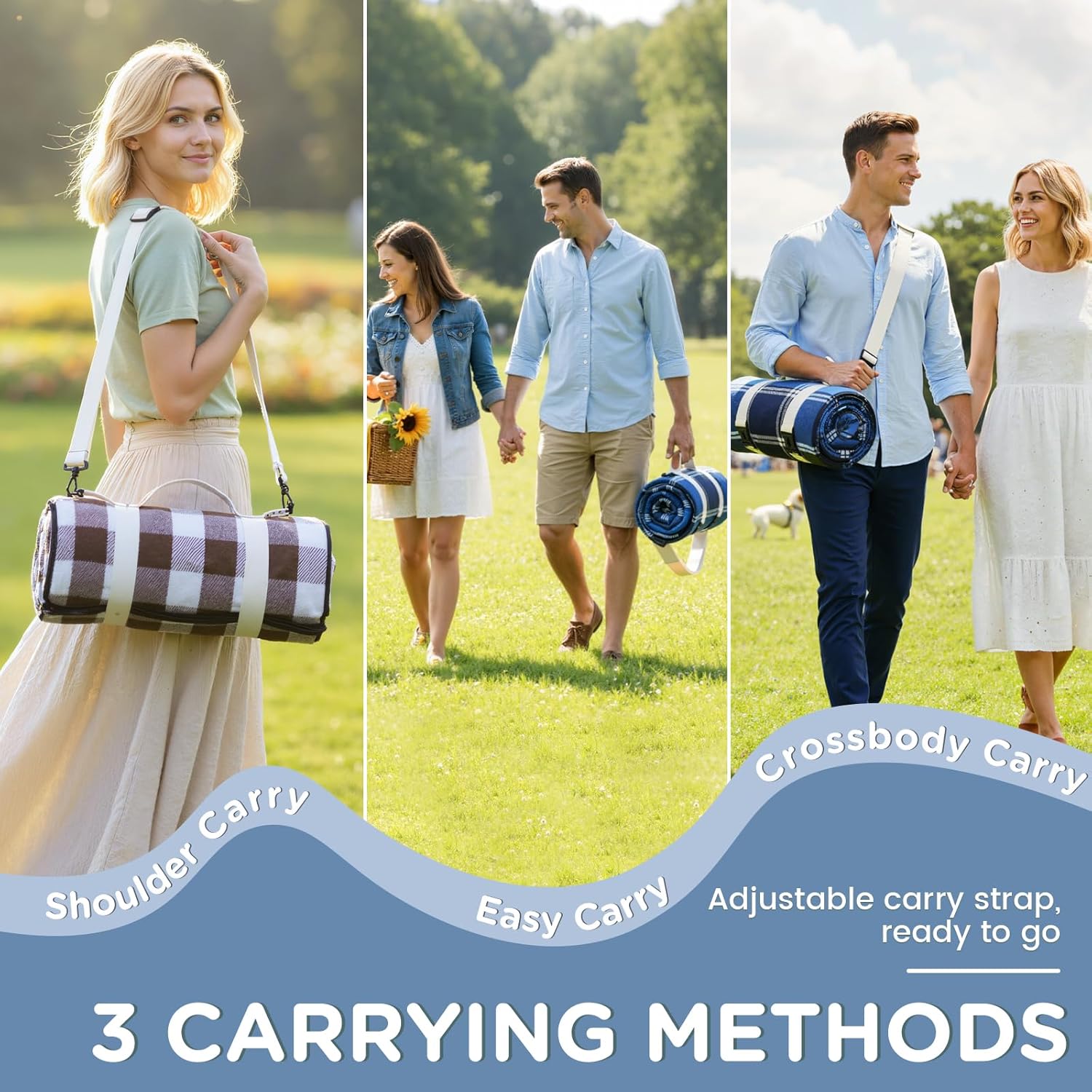 Waterproof Picnic Blanket Outdoor Camping Beach Mat Extra Large Foldable Car Essential Roadtrip Gadget Rv Accessories Glamping Tent Gear Must Haves Hiking Stuff Backpacking Necessities Gift - Image 3