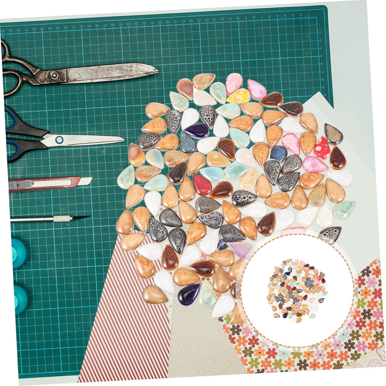 Irregular Ceramic Mosaic Tiles DIY Craft Pieces for Home Garden Decoration Bag of Smooth Polished Ceramic Tiles for Vase and Art DIY Projects Mosaic Materials for Creative